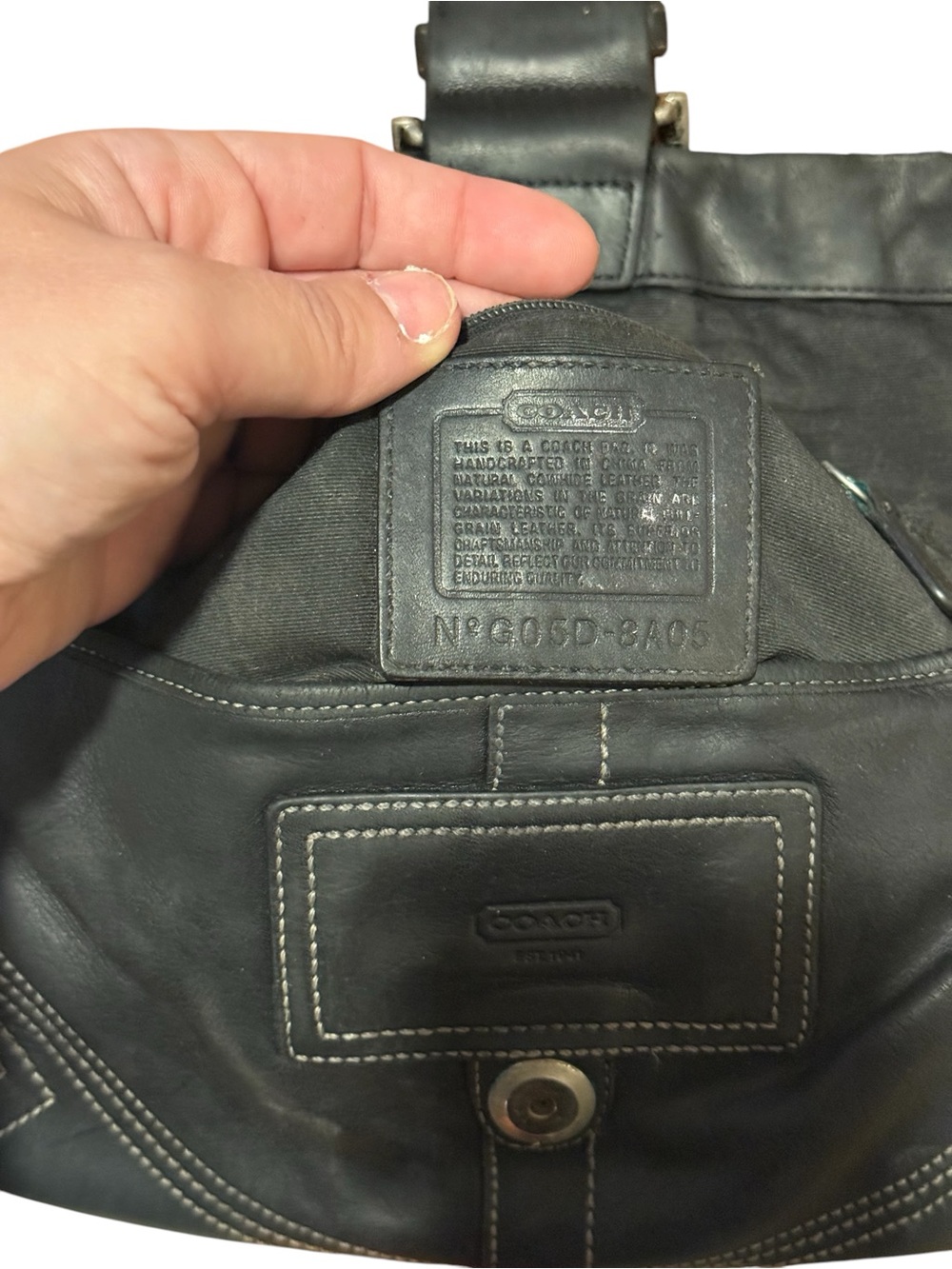 Coach Classic Black Leather Shoulder Bag with Distinctive Buckle - Picture 8 of 8